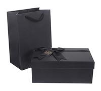 PAMINGONO Boîte Coffret Carré en Papier et Polyester Noire Élégante Design Romantique pour Parfum et Rouge à Lèvres pour Mariage et Saint-valentin