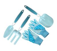PAMINGONO Ensemble D'outils de Jardinage à Main Bleu Comprenant Truelle de Transplantation et Râteau à Main en Fer pour Labourer Le Sol, Usage Multifonction Jardins et Pelouses