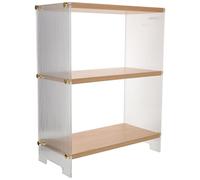 PAMINGONO Étagère Rangement Acrylique Niveaux avec Plateau Bois Organiseur Tasses Cosmétiques et Objets Divers pour Cuisine Salle de Bain Bureau et Dressing