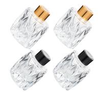 PAMINGONO Flacon Diffuseur D'aromathérapie Carré en Verre 4 Pièces 100ml | Fermeture Étanche, Couvercle Extérieur Serré, Surface Antidérapante et Résistante à L’usure, pour Fête et Couleur Aléatoire