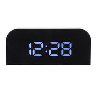PAMINGONO Horloge Numérique Multifonctionnelle Noire avec Double Chargeur USB et Écran LED Miroir, Réveil Portable en Abs pour Chambre et Bureau, Utilisation 24 Heures