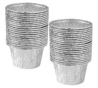 PAMINGONO Lot de 25 Moules à Barquette en Aluminium Argenté pour Tartes aux Œufs et Snacks, Conductivité Thermique et Antiadhésif, pour Repas en Plein Air et Vente Ambulante