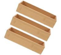 PAMINGONO Organisateur de Tiroir en Bambou 3 Pièces Grand Volume, Design Ouvert sans Couvercle, pour Rangement Ustensiles la Cuisine et Salle de Bain Minimaliste Beige