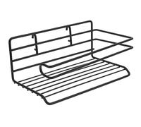 PAMINGONO Organisateur Mural en Fer Noir pour Panneau Perforé Crochets Robustes et Gain de Place, Cuisine et Bureau, Panier Rectangle sans Perçage