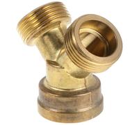 PAMINGONO Séparateur de Tuyau D’arrosage en Laiton, Raccord Y 2 Voies | Robinet Extérieur, Jonction pour Arrosage de Deux Zones, Connexion Rapide, Finition Or
