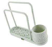 PAMINGONO Support Torchon la Cuisine en Plastique Vert sans Perçage Étagère de Chiffons avec Égouttoir, Accessoire Pratique pour Rangement et Séchage pour Comptoir à Domicile