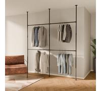 pamo Portant à vêtements télescopique 202 x 220-300 cm, 180 kg Capacité | Cloison de séparation réglable en hauteur, armoire ouverte, porte-vêtements robuste - Sans perçage, grande stabilité