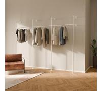 pamo Portant Vêtement Mural Industriel Blanc 296x222 cm - Penderie Murale Métal Style Tuyau - Dressing Ouvert Moderne - Charge 340 kg - Pour Chambre, Entrée ou Dressing