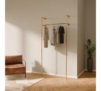 pamo Portant Vêtement Mural Industriel Doré 105x222 cm - Penderie Murale Métal Style Tuyau - Dressing Ouvert Design - Charge 140 kg - Pour Chambre, Entrée ou Boutique