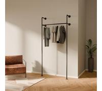 pamo Portant Vêtement Mural Industriel Noir 105x222 cm - Capacité 140 kg | Penderie Murale Métal Style Tuyau - Dressing Ouvert Robuste - Pour Chambre, Entrée ou Boutique