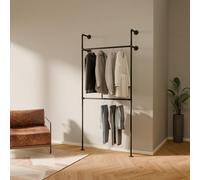 pamo Portant Vêtement Mural Industriel Noir 105x222 cm - Capacité 200 kg | Penderie Murale Métal Style Tuyau - Dressing Ouvert Robuste - Pour Chambre, Entrée ou Boutique