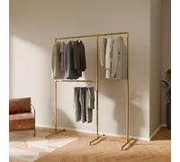 pamo Portant Vêtements Doré Autoportant - Penderie Ouverte Industrielle Métal 152 x 194 cm - Dressing Ouvert Design Gold pour Chambre, Entrée & Dressing - Charge 80 kg