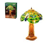 PAN TASY Lampe Vitrail Libellule, jeu de construction lumineux pour adultes | Motifs floraux colorés, éclairage LED USB-C et silhouette Art nouveau, lampe décorative vintage à construire et exposer
