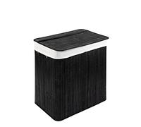 PANA®ECO Panier à linge en bambou - 72 L, 40 x 30 x 60 cm - Noir | Sac à linge amovible - Panier à linge pliable - Compact, pratique, facile d’entretien et robust - 100 % bambou