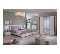 PANACA - Chambre Complète 140x190cm Crème et Bronze + Leds