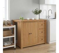 Panama Lot de 2 îlots de cuisine en cire de miel massive 112 x 77 x 90 cm | Bois de pin, portes battantes, mobile, espace bar, station de préparation, montage facile