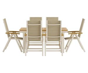 Panama set de jardin table avec rallonge 90x160 cm naturel 6 chaises beige.