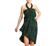 PANASIAM Paréo dans les tons de vert, écharpe, serviette, serviette de plage, robe portefeuille, tissus doux