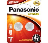 Panasonic CR1632 Lot de 2 piles bouton au lithium 3,0 V résistantes aux enfants, emballage basé sur des normes, lot de 2 piles