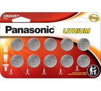 Panasonic CR2025 Lot de 10 Piles Bouton au Lithium 3,0 V résistantes aux Enfants, Emballage basé sur des Normes, Lot de 10