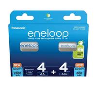 Panasonic Piles rechargeables eneloop 4x AA + 4x AAA 2000 mAh, 8 pièces