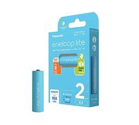 Panasonic eneloop Lite, Pile Ni-MH prête à l'emploi, AA Mignon, Pack de 2, Min. 950 mAh, 3000 Cycles de Charge, Faible autodécharge, Pile Rechargeable