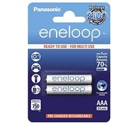 Panasonic eneloop, pile Ni-MH prête à l'emploi, AAA Micro, pack de 2, min. 750 mAh, 2100 cycles de charge, aux performances élevées et avec une faible autodécharge, pile rechargeable