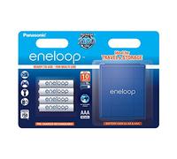 Panasonic eneloop, pile Ni-MH prête à l'emploi, AAA Micro, pack de 4 avec boîtier bleu, min. 750 mAh, 2100 cycles de charge, aux performances élevées et avec une faible autodécharge, pile rechargeable