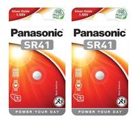 PANASONIC Lot de 2 Blisters de 1 Pile Bouton SR41 (SR41 EL) Silver Oxide - 1.55 V