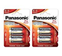 PANASONIC Lot de 2 Blisters de 2 Piles Pro Power Gold LR14/C - 1,5V