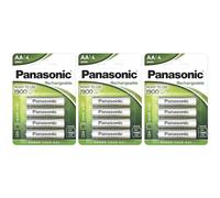 PANASONIC Lot de 3 Blisters de 4 Piles Rechargeables NiMH Mignon AA 1900 mAh Ready to Use
