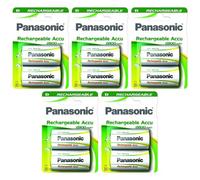 Panasonic Lot de 5 Packs 2 Piles Rechargeables R2U D/HR20 2800Ni-MH
