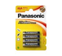 Panasonic LR03APB/4BP - Pile Alcaline AAA 1.5V Usage Unique (Lot de 4) - Dimensions 10.5x10.5x44.5mm - Poids 10.8g