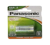 PANASONIC Lot de 2 Blisters de 2 Piles Rechargeables AAA NiMH HR03 750 mAh Ready to Use - 1,2V