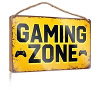 Pancarte en bois avec citation amusante pour salle de bain - Motif « Explore The Gaming Zone Today! » (20 x 30 cm)