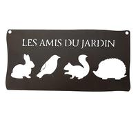 Pancarte Murale Métal "Les amis du jardin" - 25,5 x 12,5 cm, Acier avec Peinture Époxy, Résistante aux Intempéries, Décoration Extérieure pour Jardin et Terrasse, Fer vieilli