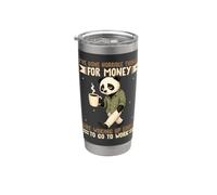 Panda drôle se réveille tôt pour aller travailler sarcastique Gobelet isotherme en acier inoxydable double paroi