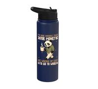 Panda drôle se réveille tôt pour aller travailler sarcastique Stainless Steel Insulated Water Bottle