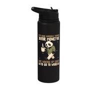 Panda drôle se réveille tôt pour aller travailler sarcastique Stainless Steel Insulated Water Bottle