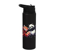 Panda rouge et ours panda, Dabbing | Enfants, filles, garçons | Panda Stainless Steel Insulated Water Bottle