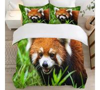 Panda Roux Housse de Couette 160x200 Parures de Lit 1 Personne Imprimé 3D Microfibre Douce Animaux Sauvages Housses Couette avec 2 Taies d'oreiller et Fermeture Éclair l.559