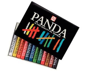 Panda Talens Set de pastels à l'huile - 12 couleurs vives - Texture douce pour les enfants - Idéal pour différentes surfaces et techniques