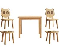 PandaKindertischset : table, deux chaises, deux tabourets - bois de bambou