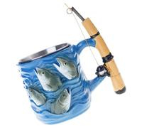 PANFHGFG Tasse de pêche unisexe, tasse à café de voyage personnalisée, tasse à café créative avec poignée, amusant pour les amoureux de la pêche, tasse de voyage avec poignée