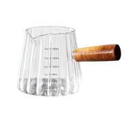 PANGBOER Tasse doseuse à expresso de 180 ml avec poignée en bois et bec verseur, pichet à lait en verre pour préparation du café et de la cuisine