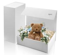 pangdapengpeng Lot de 2 Boite Cadeau, 31 x 21 x 10 cm Coffret Cadeau | avec Couvercle, Boite Cadeaux Pliable Grande Vide pour Anniversaires, Cadeaux, Saint Valentin