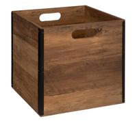 JJA Boîte cube en MDF effet bois – style industriel – marron et noir