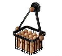 Panier à ail suspendu pour cuisine, récipient de rangement en acier au carbone avec ventouse, support métallique pour ail, oignons, œufs, organiseur mural peu encombrant, blanc (noir)