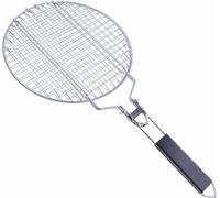 Panier à barbecue en acier inoxydable avec support en bois, 28 x 28 x 2 cm, portable, idéal pour les foyers et les aventures en plein air