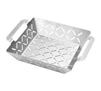 Panier à barbecue en acier inoxydable - Batterie de cuisine robuste avec poignée - Poêle à griller - Parfait pour barbecue électrique, barbecue, jardin, pique-nique, viande et saucisses